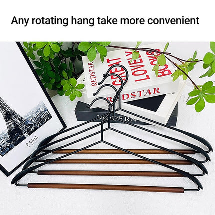 6pcs Iron Wood Combination No Trace Hangers Non Slip for Coat Shirt Closet