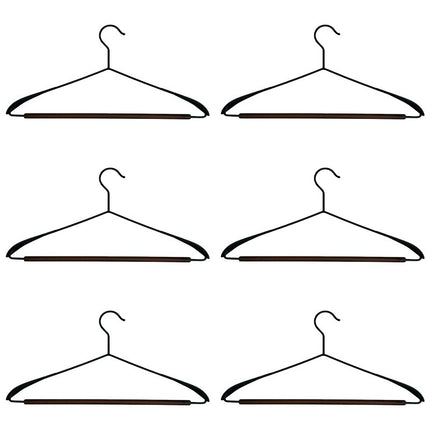 6pcs Iron Wood Combination No Trace Hangers Non Slip for Coat Shirt Closet