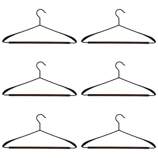 6pcs Iron Wood Combination No Trace Hangers Non Slip for Coat Shirt Closet