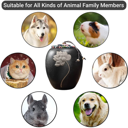 Ceramic Pet Memorial Urn for Ashes Lotus Design Keepsake Cat Dog Cremation