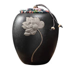 Ceramic Pet Memorial Urn for Ashes Lotus Design Keepsake Cat Dog Cremation