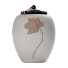 Ceramic Pet Memorial Urn for Ashes Lotus Design Keepsake Cat Dog Cremation