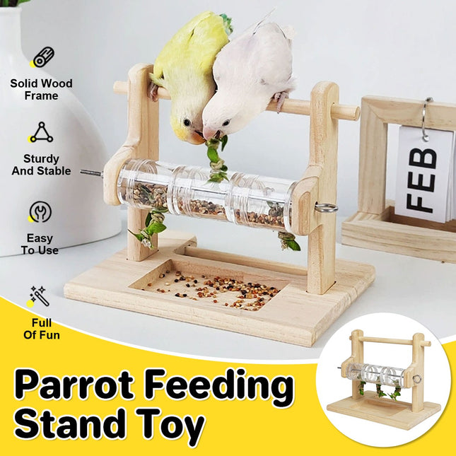 Parrot Solid Wood Foraging Stand Grinding Claws Beak Chew Resistant Durable