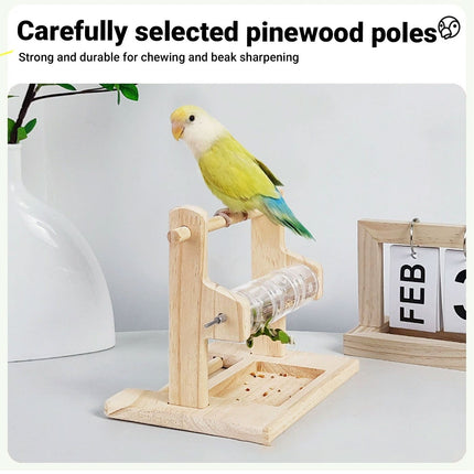 Parrot Solid Wood Foraging Stand Grinding Claws Beak Chew Resistant Durable