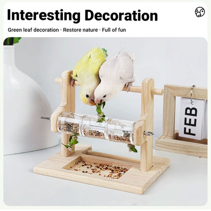 Parrot Solid Wood Foraging Stand Grinding Claws Beak Chew Resistant Durable