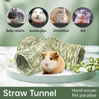 Handmade Woven Grass Pet Tunnel T Shape Hideout Toy for Hamster Guinea Pig
