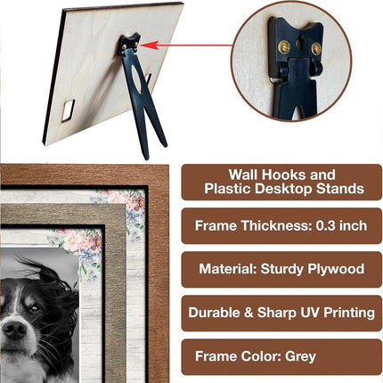 Wooden Pet Memorial Photo Frame Collar Holder Tabletop Pet Keepsake Display AU