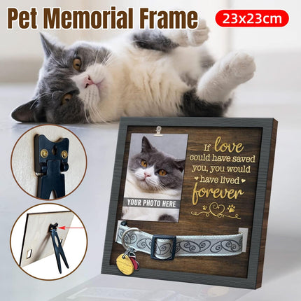 Wooden Pet Memorial Photo Frame Collar Holder Tabletop Pet Keepsake Display AU
