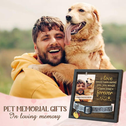 Wooden Pet Memorial Photo Frame Collar Holder Tabletop Pet Keepsake Display AU