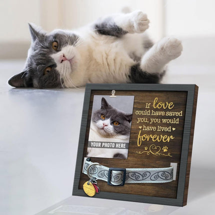 Wooden Pet Memorial Photo Frame Collar Holder Tabletop Pet Keepsake Display AU