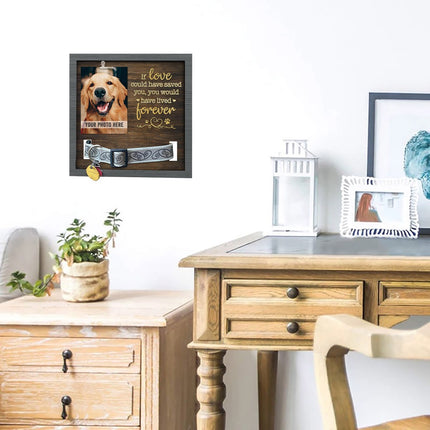 Wooden Pet Memorial Photo Frame Collar Holder Tabletop Pet Keepsake Display AU