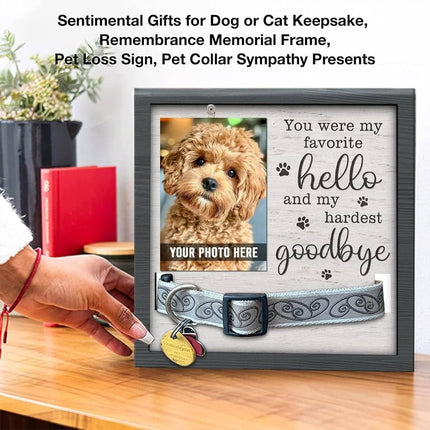 Wooden Pet Memorial Photo Frame Collar Holder Tabletop Pet Keepsake Display AU