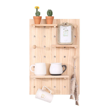 Wooden Pegboard Wall Shelf Hanging Storage for Home Office Display Sturdy