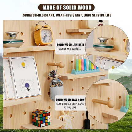 Wooden Pegboard Wall Shelf Hanging Storage for Home Office Display Sturdy