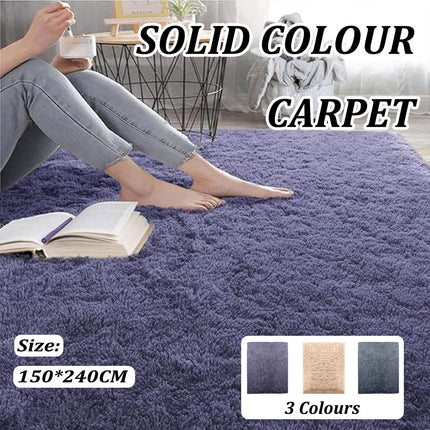 150 x 240cm Solid Colour Living Room Carpet Soft Velvet Bedroom Floor Rug