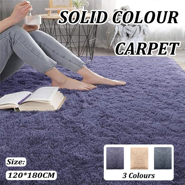120 x 180cm Solid Colour Bedroom Floor Mat Soft Velvet Bedside Carpet Rug