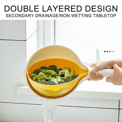 Double Layer Drain Basket Washing Basin Fruit Strainer Kitchen Colander