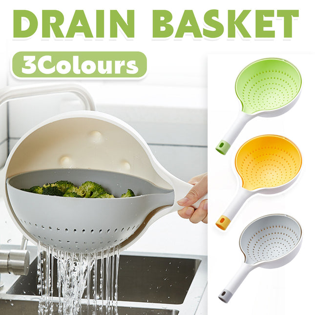 Double Layer Drain Basket Washing Basin Fruit Strainer Kitchen Colander