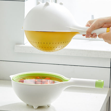 Double Layer Drain Basket Washing Basin Fruit Strainer Kitchen Colander