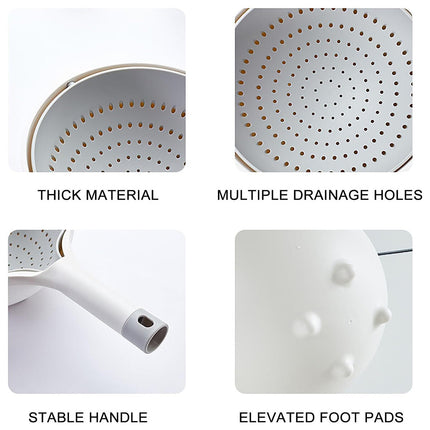 Double Layer Drain Basket Washing Basin Fruit Strainer Kitchen Colander