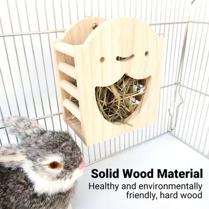 Wooden Hay Feeder Grass Rack Food Bowl Holder for Rabbit Guinea Pig Small Pets