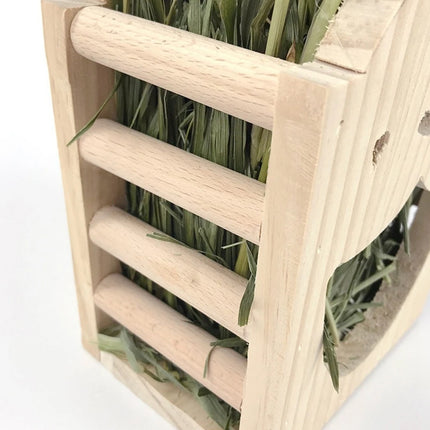 Wooden Hay Feeder Grass Rack Food Bowl Holder for Rabbit Guinea Pig Small Pets