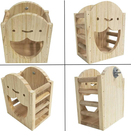 Wooden Hay Feeder Grass Rack Food Bowl Holder for Rabbit Guinea Pig Small Pets