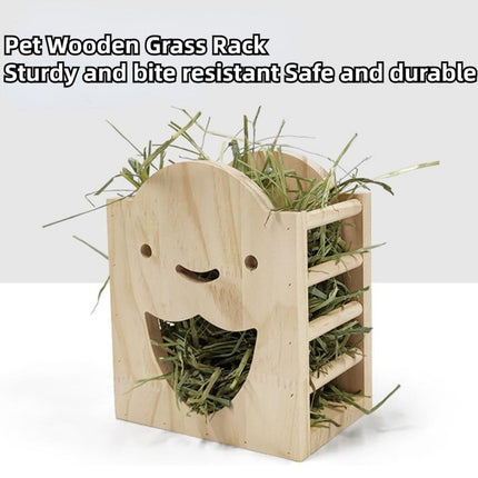 Wooden Hay Feeder Grass Rack Food Bowl Holder for Rabbit Guinea Pig Small Pets