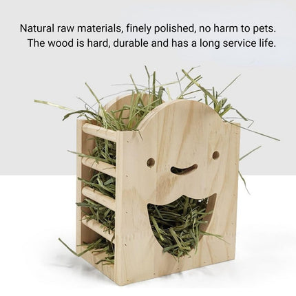 Wooden Hay Feeder Grass Rack Food Bowl Holder for Rabbit Guinea Pig Small Pets