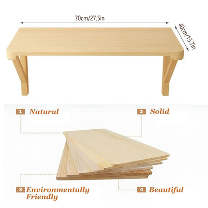 Wall Mounted Solid Wood Drop Leaf Table 70 x 40cm Foldable Folding Desk Shelf