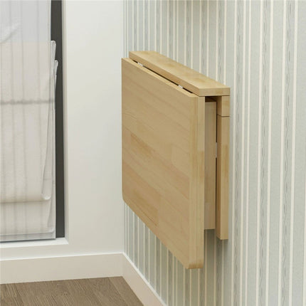 Wall Mounted Solid Wood Drop Leaf Table 70 x 40cm Foldable Folding Desk Shelf
