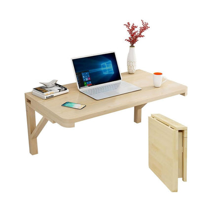 Wall Mounted Solid Wood Drop Leaf Table 70 x 40cm Foldable Folding Desk Shelf