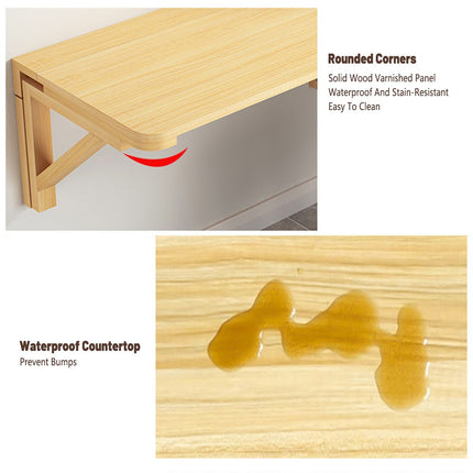 Wall Mounted Solid Wood Drop Leaf Table 70 x 40cm Foldable Folding Desk Shelf