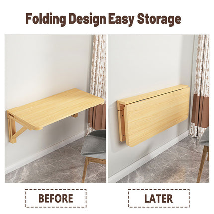 Wall Mounted Solid Wood Drop Leaf Table 70 x 40cm Foldable Folding Desk Shelf