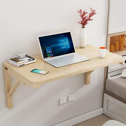 Wall Mounted Solid Wood Drop Leaf Table 70 x 40cm Foldable Folding Desk Shelf