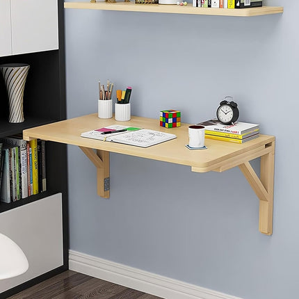 Wall Mounted Solid Wood Drop Leaf Table 70 x 40cm Foldable Folding Desk Shelf