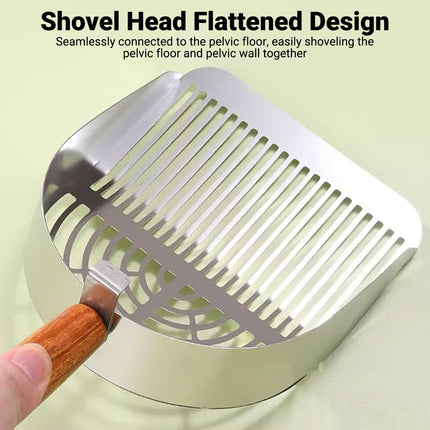 Stainless Steel Cat Litter Shovel with Wooden Handle Large Pet Cleaning