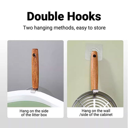 Stainless Steel Cat Litter Shovel with Wooden Handle Large Pet Cleaning