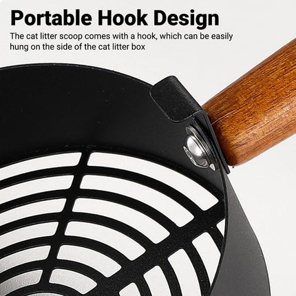 Stainless Steel Cat Litter Shovel with Wooden Handle Large Pet Cleaning