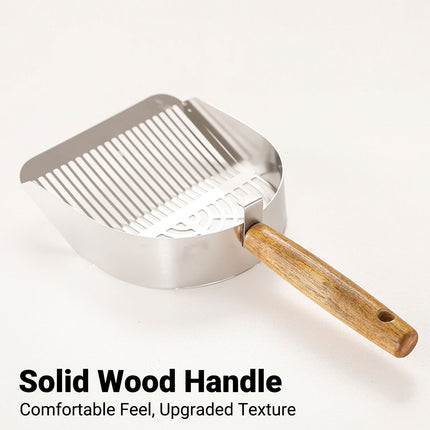 Stainless Steel Cat Litter Shovel with Wooden Handle Large Pet Cleaning