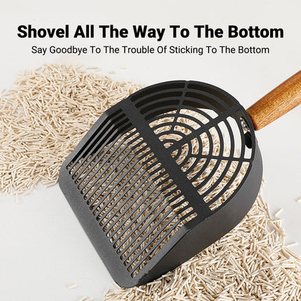 Stainless Steel Cat Litter Shovel with Wooden Handle Large Pet Cleaning