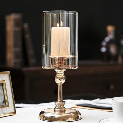 Glass Candlestick Holder Champagne Glass Gold Base Romantic Table Decor