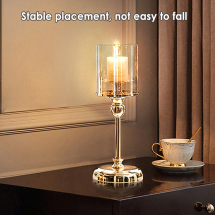 Glass Candlestick Holder Champagne Glass Gold Base Romantic Table Decor