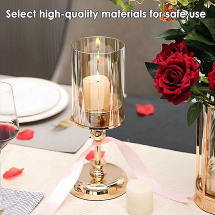 Glass Candlestick Holder Champagne Glass Gold Base Romantic Table Decor