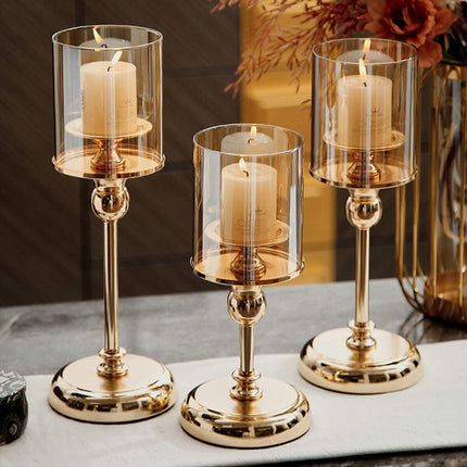 Glass Candlestick Holder Champagne Glass Gold Base Romantic Table Decor