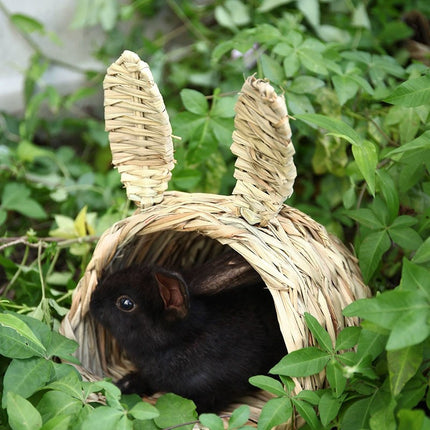 Rabbit Tunnel Nest Hamster Hideout Woven Grass Small Animal Play Tube