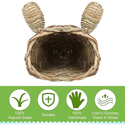 Rabbit Tunnel Nest Hamster Hideout Woven Grass Small Animal Play Tube