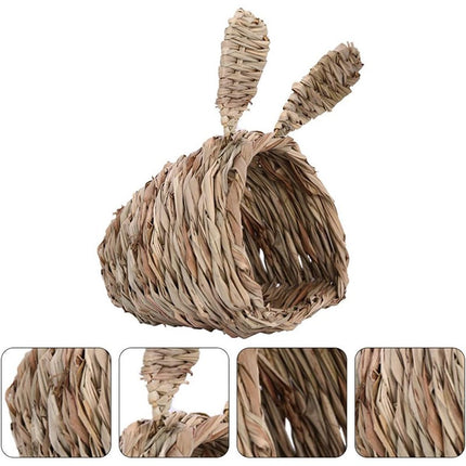 Rabbit Tunnel Nest Hamster Hideout Woven Grass Small Animal Play Tube