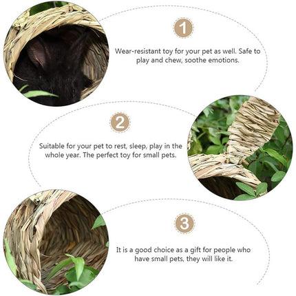 Rabbit Tunnel Nest Hamster Hideout Woven Grass Small Animal Play Tube