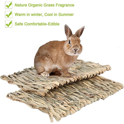 Rabbit Tunnel Nest Hamster Hideout Woven Grass Small Animal Play Tube